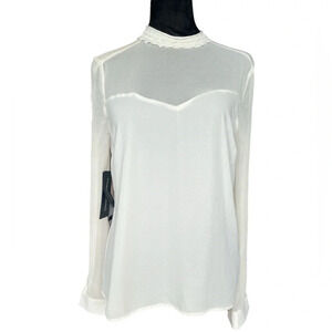 Marciano Abela Women’s XS Sheer Long Sleeve Vanilla Blouse Top NEW